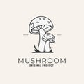 mushroom organic farm design art logo vector