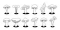 Mushroom outline sketch set. Poisonous and edible mushrooms line banner. Different mushrooms symbols. Chanterelle Royalty Free Stock Photo