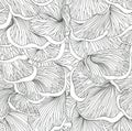 Oyster mushroom pattern in black and white