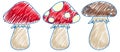 Mushroom in Pencil Colour Sketch Simple Style