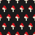 Mushroom seamless pattern. Amanita Muscaria (fly agaric) texture design for textile, wrapping paper Royalty Free Stock Photo