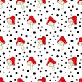 Mushroom seamless pattern. Amanita Muscaria (fly agaric) texture design for textile, wrapping paper. Polka dot backdrop Royalty Free Stock Photo