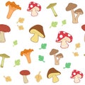 Mushroom seamless pattern, vector illustration Royalty Free Stock Photo