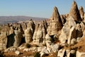 Mushroom-shaped mountains with the caves inside in the Zemi Valley near the town of Goreme in Cappadocia