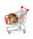 Mushroom in shopping cart Royalty Free Stock Photo