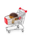Mushroom in shopping cart Royalty Free Stock Photo