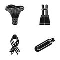 Mushroom, shorts with suspenders and other web icon in black style. American tape, USB flash drive icons in set Royalty Free Stock Photo