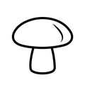 mushroom, single oblect, black line, vector illustration, autumn season symbol, thick black line