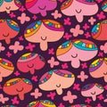 Mushroom slice also happy seamless pattern