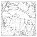Mushroom with a snail.Coloring book antistress for children and adults. Royalty Free Stock Photo