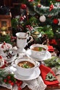 Mushroom soup with barley groats for Christmas Eve supper Royalty Free Stock Photo