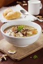 Mushroom soup with barley and vegetables Royalty Free Stock Photo
