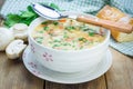 Mushroom soup with chicken Royalty Free Stock Photo