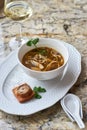 Mushroom soup with egg noodles Royalty Free Stock Photo