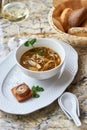 Mushroom soup with egg noodles Royalty Free Stock Photo