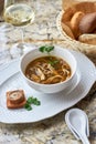 Mushroom soup with egg noodles Royalty Free Stock Photo