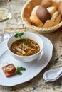 Mushroom soup with egg noodles Royalty Free Stock Photo