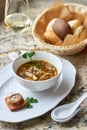 Mushroom soup with egg noodles Royalty Free Stock Photo