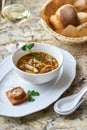 Mushroom soup with egg noodles Royalty Free Stock Photo