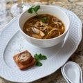 Mushroom soup with egg noodles Royalty Free Stock Photo