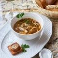 Mushroom soup with egg noodles Royalty Free Stock Photo