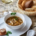 Mushroom soup with egg noodles Royalty Free Stock Photo