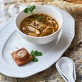 Mushroom soup with egg noodles Royalty Free Stock Photo