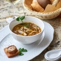 Mushroom soup with egg noodles Royalty Free Stock Photo