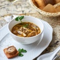 Mushroom soup with egg noodles Royalty Free Stock Photo