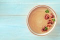 Mushroom soup, garnished with parsley, shot from the top Royalty Free Stock Photo