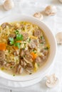 Mushroom soup with millet Royalty Free Stock Photo