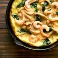 Mushroom and spinach frittata with shrimps