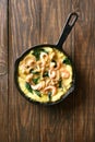 Mushroom and spinach frittata with shrimps Royalty Free Stock Photo