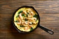 Mushroom and spinach frittata with shrimps Royalty Free Stock Photo