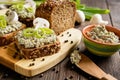 Mushroom spread with Roquefort cheese and leek Royalty Free Stock Photo