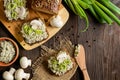 Mushroom spread with Roquefort cheese and leek Royalty Free Stock Photo