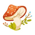 Mushroom with Stem and Cap as Landscape Element Vector Illustration