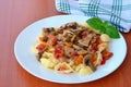 Mushroom stew with vegetables and pasta Royalty Free Stock Photo