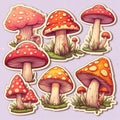 Mushroom Sticker Bundle. AI Royalty Free Stock Photo