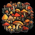 Mushroom Sticker Bundle. AI Royalty Free Stock Photo