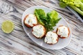 Mushroom stuffed with bacon and cream cheese Royalty Free Stock Photo