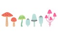 Mushroom toadstool, dung, pale set. Vector Illustration for printing, backgrounds, covers and packaging. Image can be used for Royalty Free Stock Photo