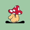 Mushroom toadstool. Vintage toons: funny character, vector illustration trendy classic retro cartoon style Royalty Free Stock Photo