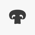 Mushroom vector icon. Champignon simple silhouette. Food pizza slice, vegetarian organic nature meal.