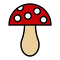 Mushroom vector icon on white background. Amanita