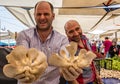 Mushroom vendors show off wares