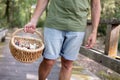 mushroomer carries in hand Royalty Free Stock Photo