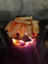 Grill roast broil toast parch mushroom Royalty Free Stock Photo