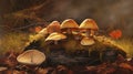 Mushrooms on autumn season, Steinpilze or Maronen-Rohrling mushrooms