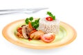 Mushrooms with chicken with pearl barley Royalty Free Stock Photo